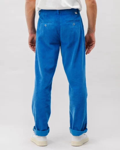 Corduroy Pleated Chino Pants Blue velours cotelé