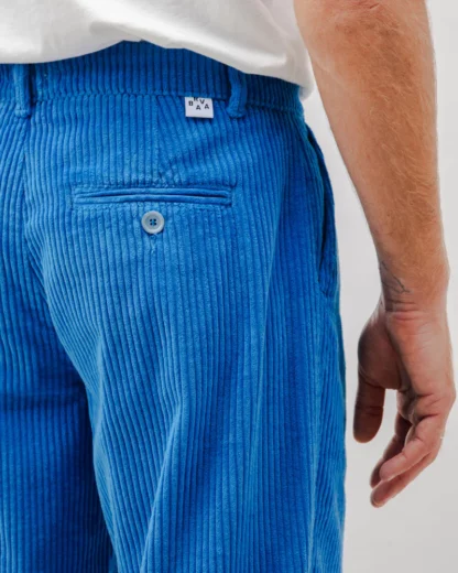 Corduroy Pleated Chino Pants Blue velours cotelé