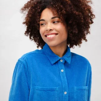 chemise velours bleu femme