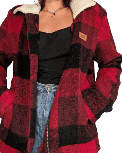 Blouson billabong à damier rouge et noir