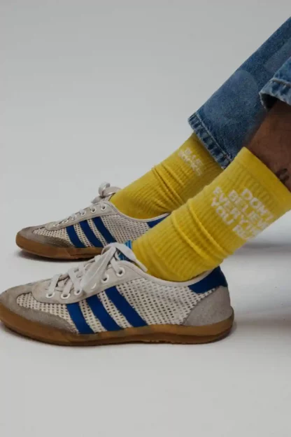chaussettes jaune don't believe shooting zon