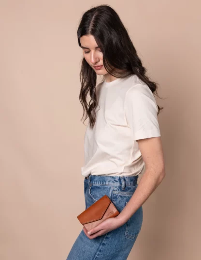 porte feuille en cuir jo omybag cognac