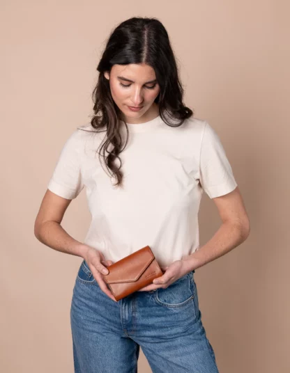 porte feuille en cuir jo omybag cognac
